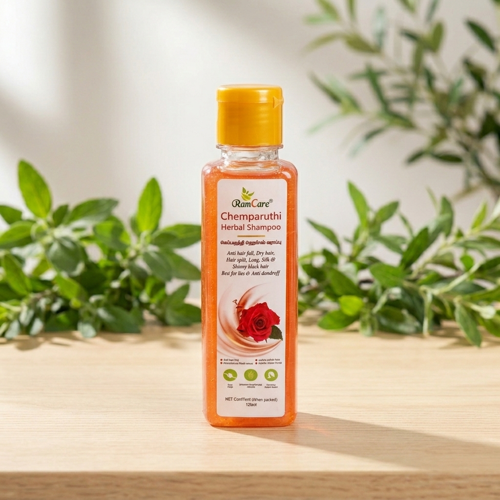 Chemparuthi Herbal Shampoo (125ml) – Supports Natural Hair Growth – AV Square Naturals