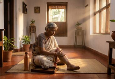 Warm Ayurvedic oil massage — a traditional Siddha and Ayurvedic therapy for joint pain relief.