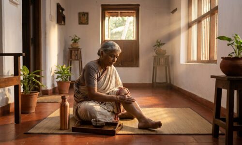 Warm Ayurvedic oil massage — a traditional Siddha and Ayurvedic therapy for joint pain relief.